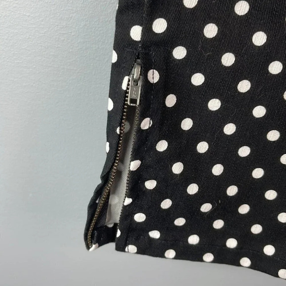 GARNET HILL Polka Dot Jeans Black White Denim Zip Ankle Rigid Stretch 8P - Picture 5 of 12